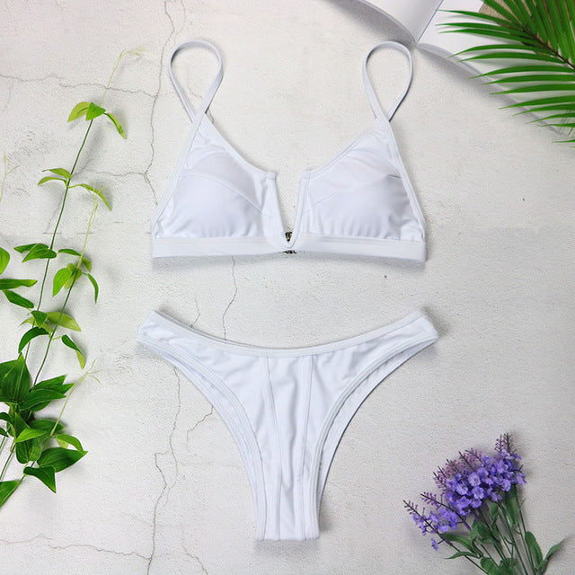 Sexy Bandeau Bikinis New V Neck Bikini Swimsuits Push Up Swimwear