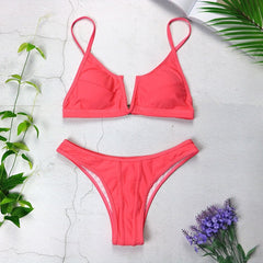 Sexy Bandeau Bikinis New V Neck Bikini Swimsuits Push Up Swimwear