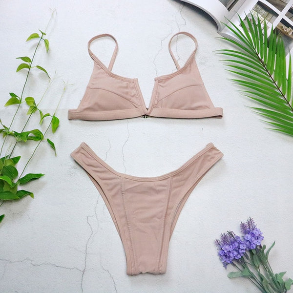 Sexy Bandeau Bikinis New V Neck Bikini Swimsuits Push Up Swimwear