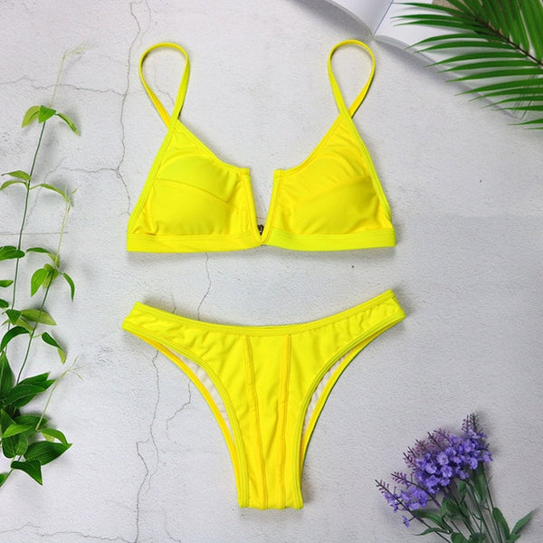 Sexy Bandeau Bikinis New V Neck Bikini Swimsuits Push Up Swimwear