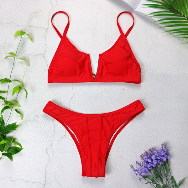 Sexy Bandeau Bikinis New V Neck Bikini Swimsuits Push Up Swimwear