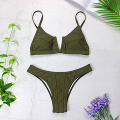 Sexy Bandeau Bikinis New V Neck Bikini Swimsuits Push Up Swimwear