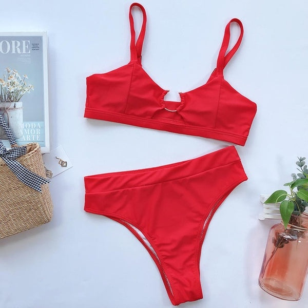 Sexy Bandeau Bikinis New V Neck Bikini Swimsuits Push Up Swimwear