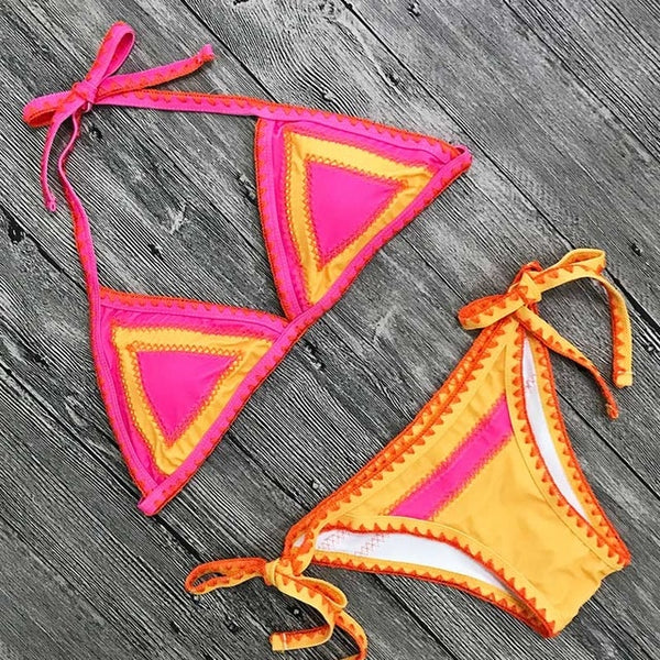 New Sexy Bikinis Women Swimwear Push Up Swimsuit Halter Top Bikini