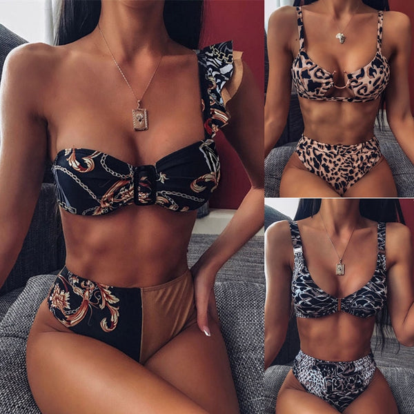 High Waist Bikini Sexy Swimwear Women Swimsuit Female Ruffle Thong