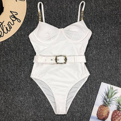 Push up snake print woman swimsuit one piece monokini Buckle