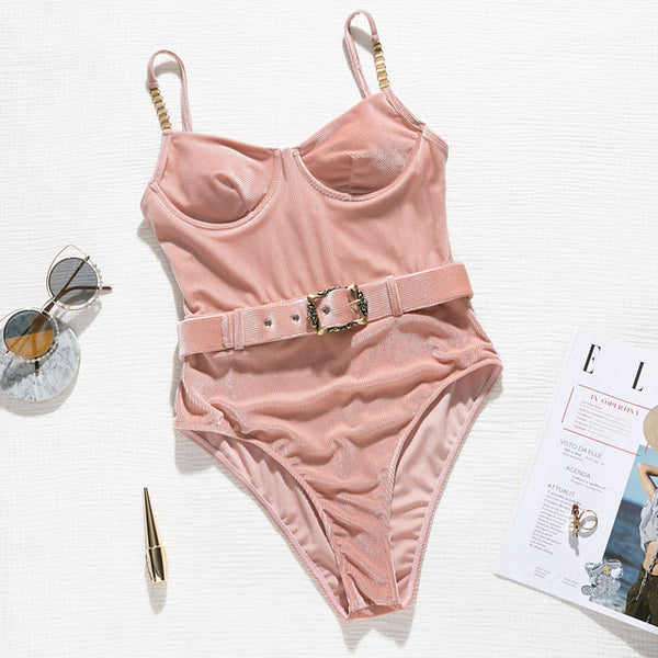 Push up snake print woman swimsuit one piece monokini Buckle