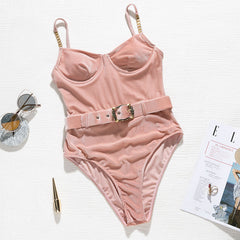 Push up snake print woman swimsuit one piece monokini Buckle