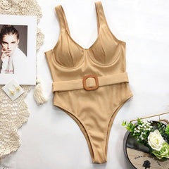 Push up snake print woman swimsuit one piece monokini Buckle