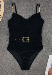 Women Blue Swimwear Sexy Push Up One Piece Swimsuit