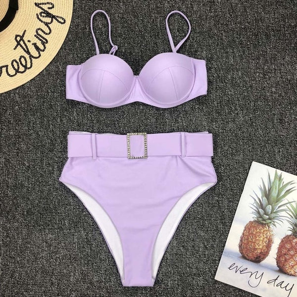 Women Blue Swimwear Sexy Push Up One Piece Swimsuit