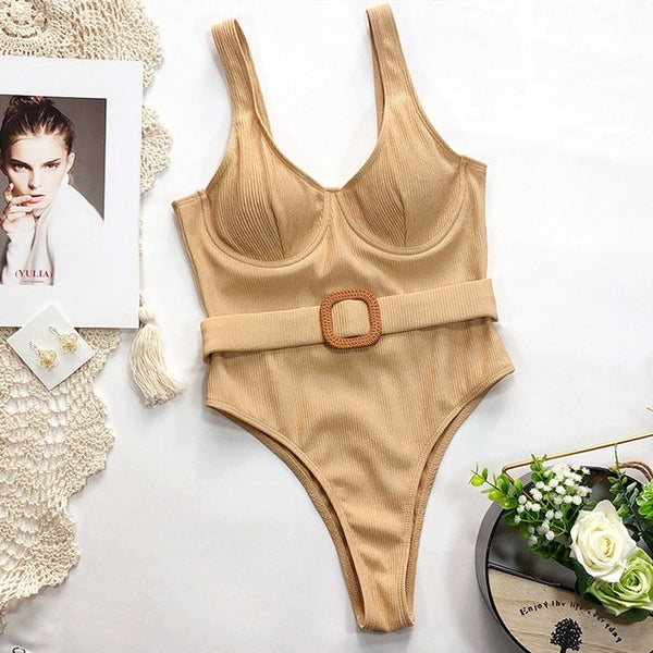Women Blue Swimwear Sexy Push Up One Piece Swimsuit