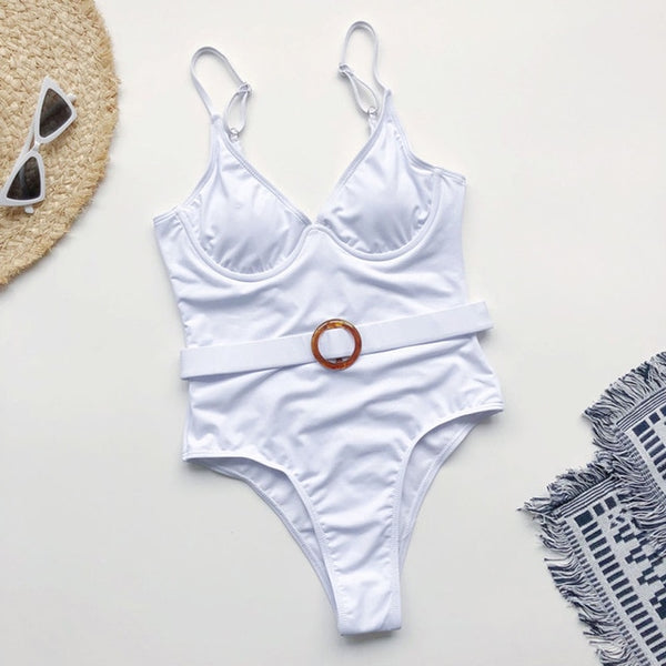 Women Blue Swimwear Sexy Push Up One Piece Swimsuit