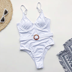 Women Blue Swimwear Sexy Push Up One Piece Swimsuit