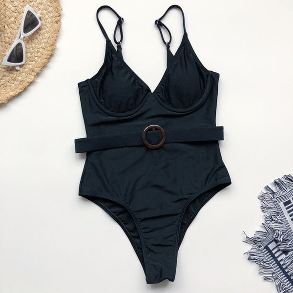 Women Blue Swimwear Sexy Push Up One Piece Swimsuit