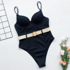 Women Blue Swimwear Sexy Push Up One Piece Swimsuit