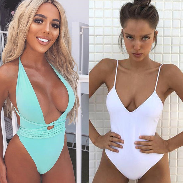 women Swimwear Sexy high cut one piece swimsuit Backless swim suit