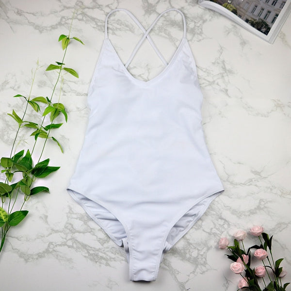 women Swimwear Sexy high cut one piece swimsuit Backless swim suit