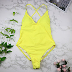women Swimwear Sexy high cut one piece swimsuit Backless swim suit