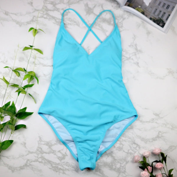 women Swimwear Sexy high cut one piece swimsuit Backless swim suit