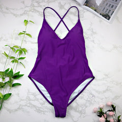 women Swimwear Sexy high cut one piece swimsuit Backless swim suit
