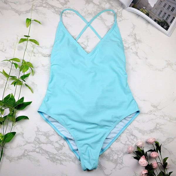 women Swimwear Sexy high cut one piece swimsuit Backless swim suit