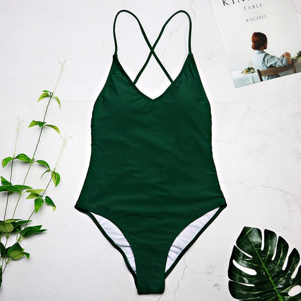 women Swimwear Sexy high cut one piece swimsuit Backless swim suit