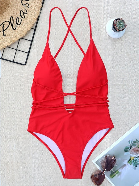 women Swimwear Sexy high cut one piece swimsuit Backless swim suit