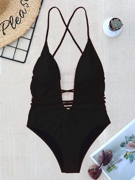 women Swimwear Sexy high cut one piece swimsuit Backless swim suit