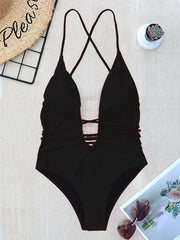 women Swimwear Sexy high cut one piece swimsuit Backless swim suit