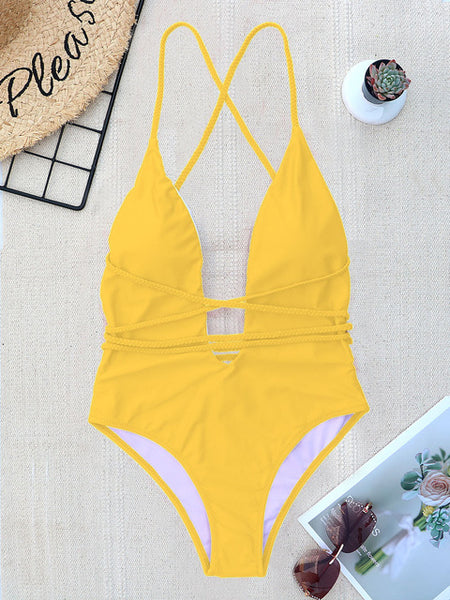 women Swimwear Sexy high cut one piece swimsuit Backless swim suit