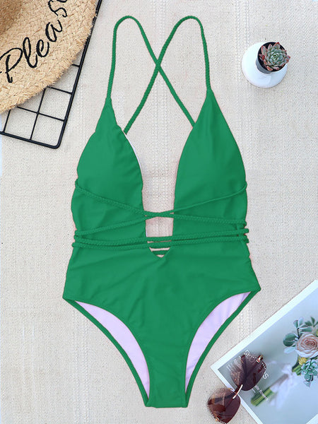 women Swimwear Sexy high cut one piece swimsuit Backless swim suit