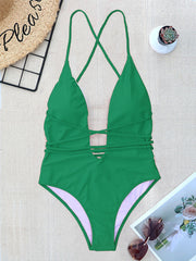 women Swimwear Sexy high cut one piece swimsuit Backless swim suit