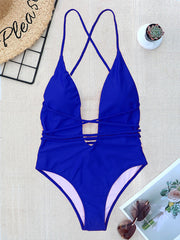 women Swimwear Sexy high cut one piece swimsuit Backless swim suit