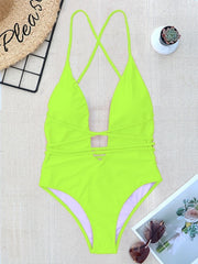 women Swimwear Sexy high cut one piece swimsuit Backless swim suit