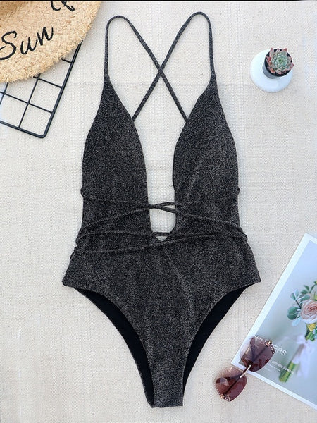 women Swimwear Sexy high cut one piece swimsuit Backless swim suit