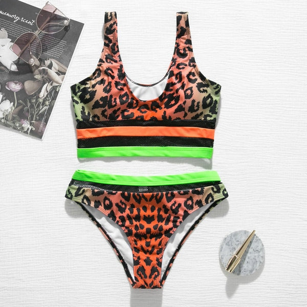 Sexy micro bikini set Print swimsuit female Bandeau high cut swimwear