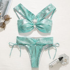 Sexy micro bikini set Print swimsuit female Bandeau high cut swimwear
