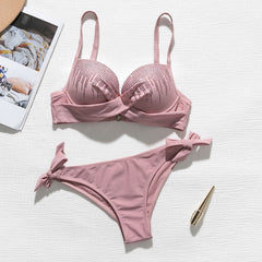 Sexy Rhinestone bikini Push up swimsuit female Knot bathing suit