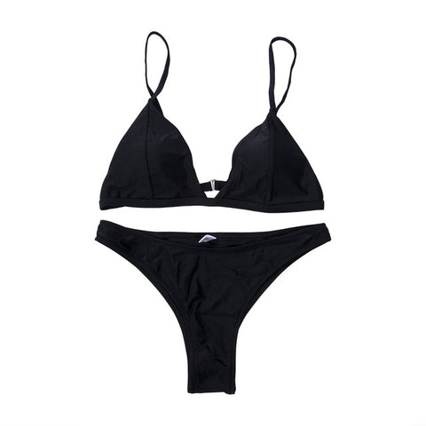 Bikini Set New Women Swimwear Pure Color Push Up Padded Swimsuit