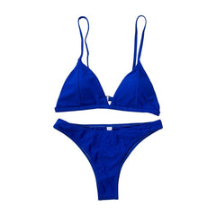 Bikini Set New Women Swimwear Pure Color Push Up Padded Swimsuit