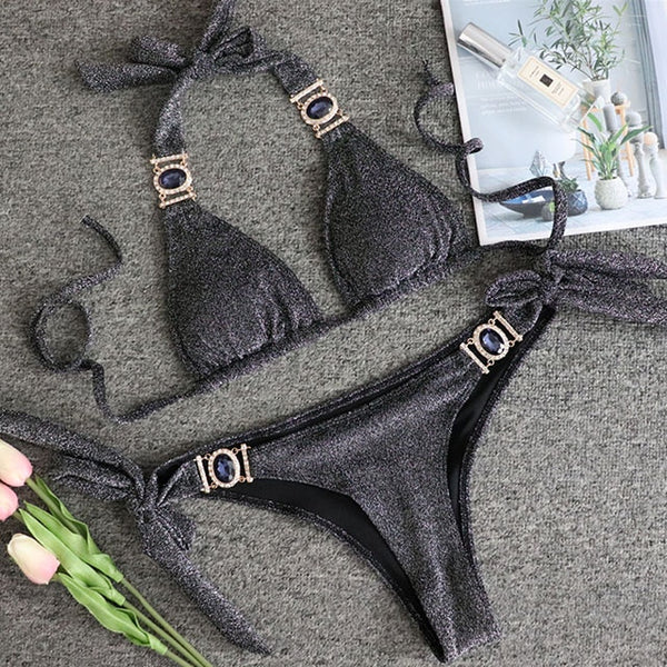 Swimsuit Women Bikinis Crystal Diamond Bikini Set Metal