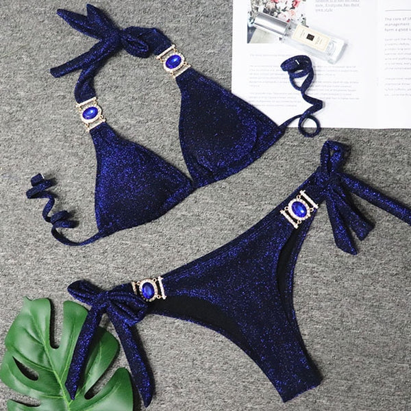Swimsuit Women Bikinis Crystal Diamond Bikini Set Metal