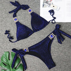 Swimsuit Women Bikinis Crystal Diamond Bikini Set Metal
