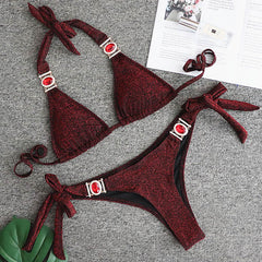 Swimsuit Women Bikinis Crystal Diamond Bikini Set Metal