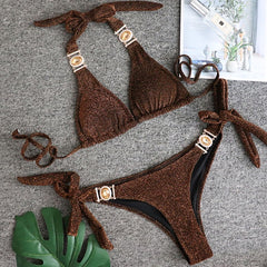 Swimsuit Women Bikinis Crystal Diamond Bikini Set Metal