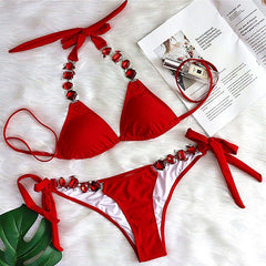 Swimsuit Women Bikinis Crystal Diamond Bikini Set Metal