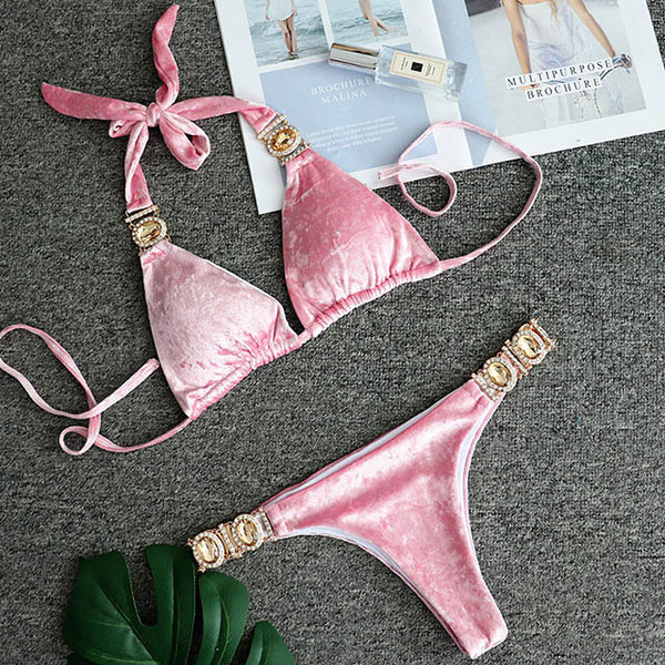 Swimsuit Women Bikinis Crystal Diamond Bikini Set Metal