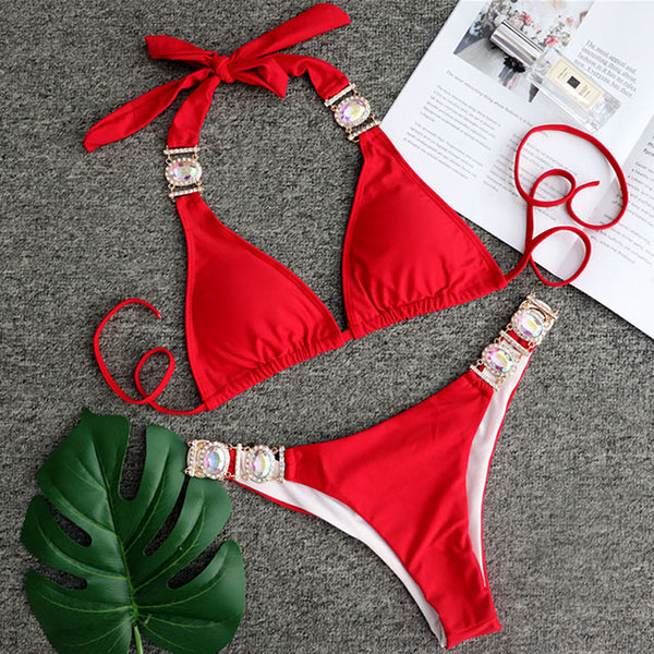 Swimsuit Women Bikinis Crystal Diamond Bikini Set Metal