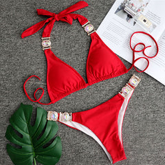 Swimsuit Women Bikinis Crystal Diamond Bikini Set Metal